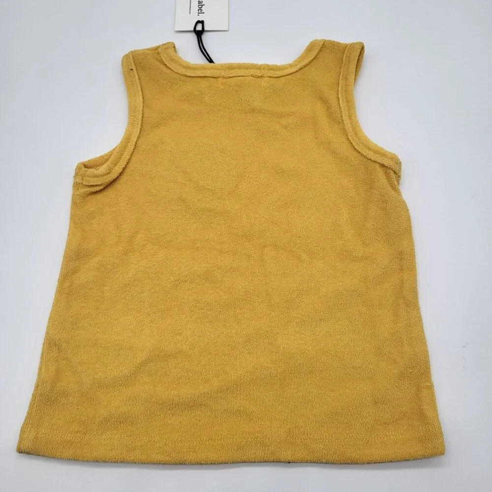 MILES THE LABEL Baby Terry Tank Top and Shorts Outfit Yellow Blue NWT - Picture 3 of 8